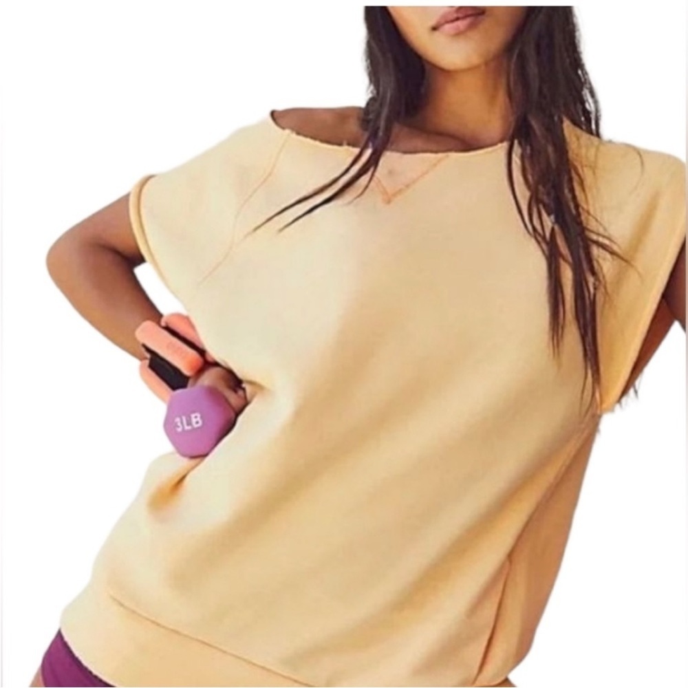 FREE PEOPLE movement sleeveless cut off crewneck sweatshirt orange XS
